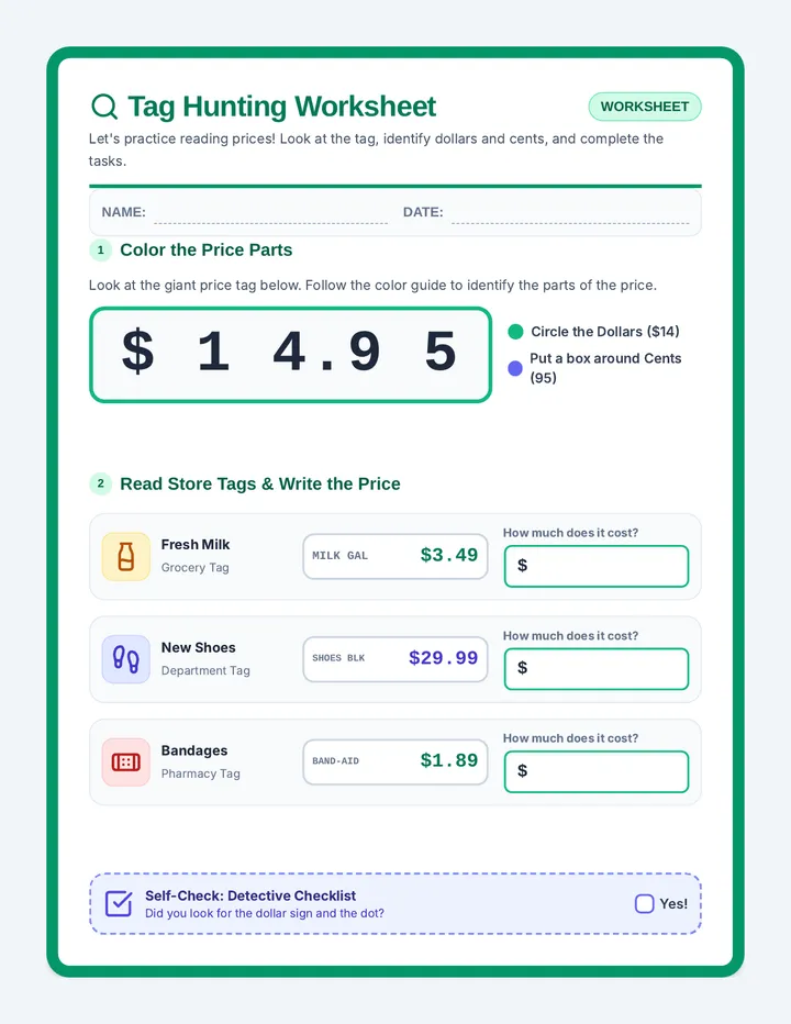 Tag Hunting Worksheet