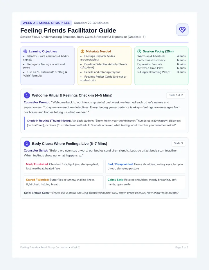 Feeling Friends Session Guide