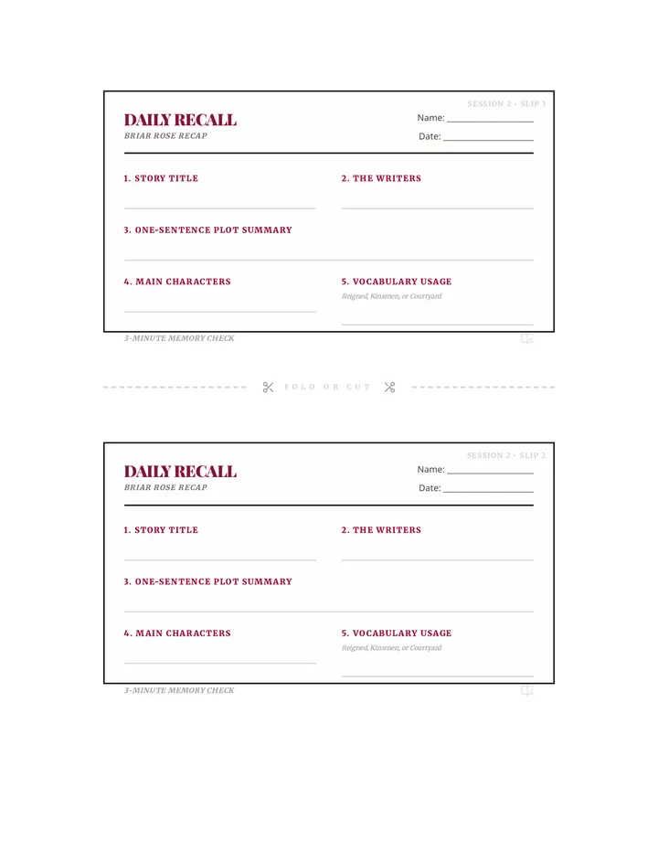 Briar Thorns Session 2 Recall Handout Finalized