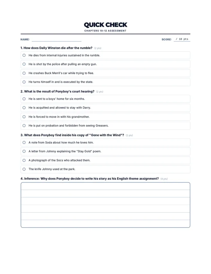 Quick Check Quiz 10-12
