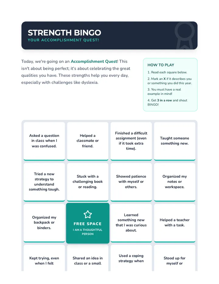 Strength Bingo Activity