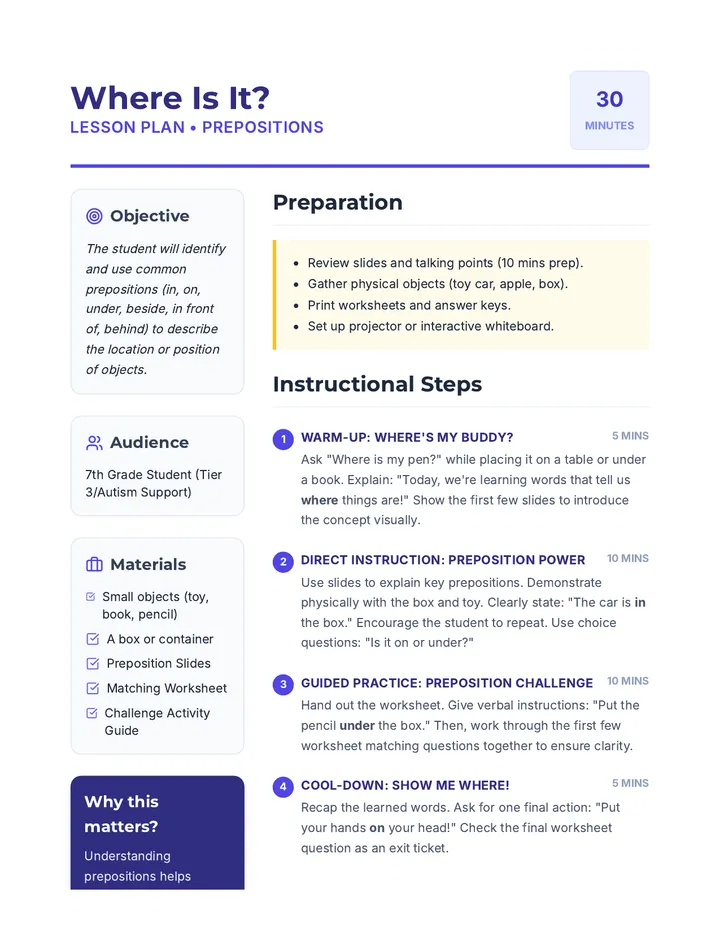 Where Is It Lesson Plan