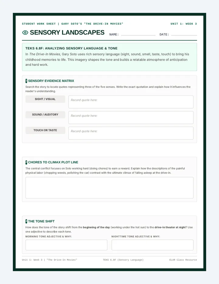 Sensory Language Organizer