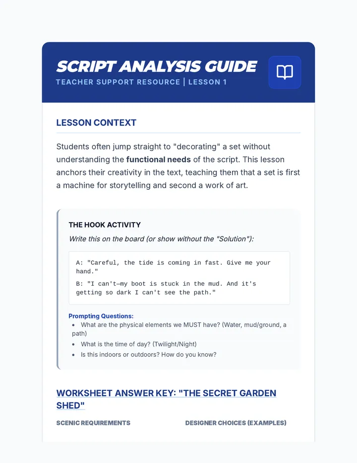 Script Analysis Teacher Guide