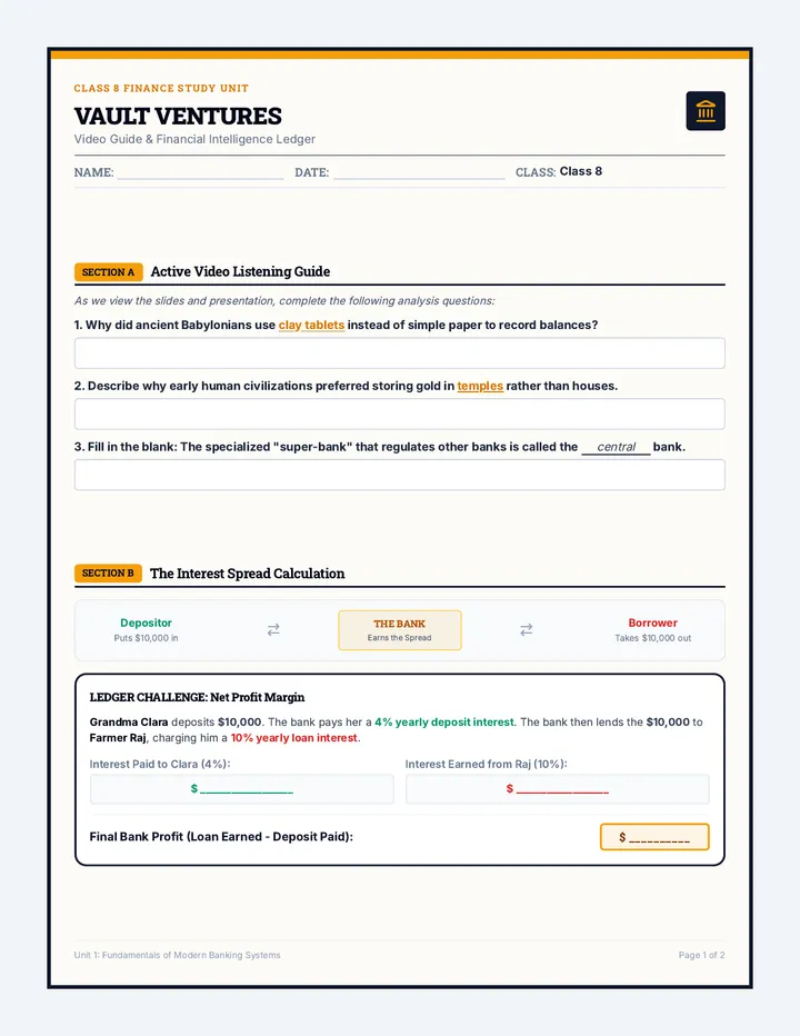 Vault Ventures Worksheet page 1