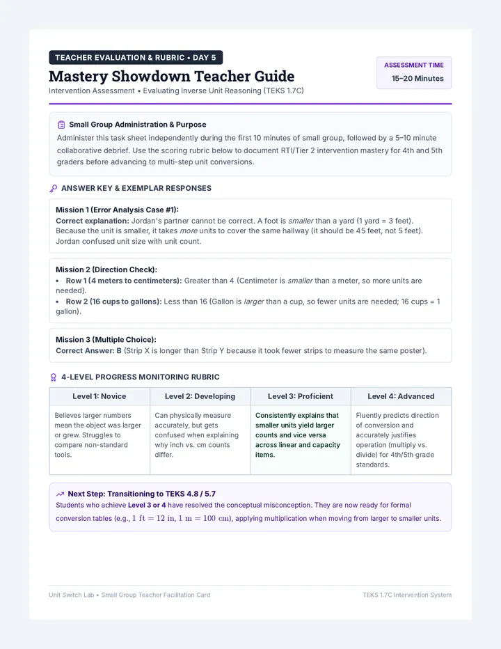 Mastery Showdown Teacher Guide