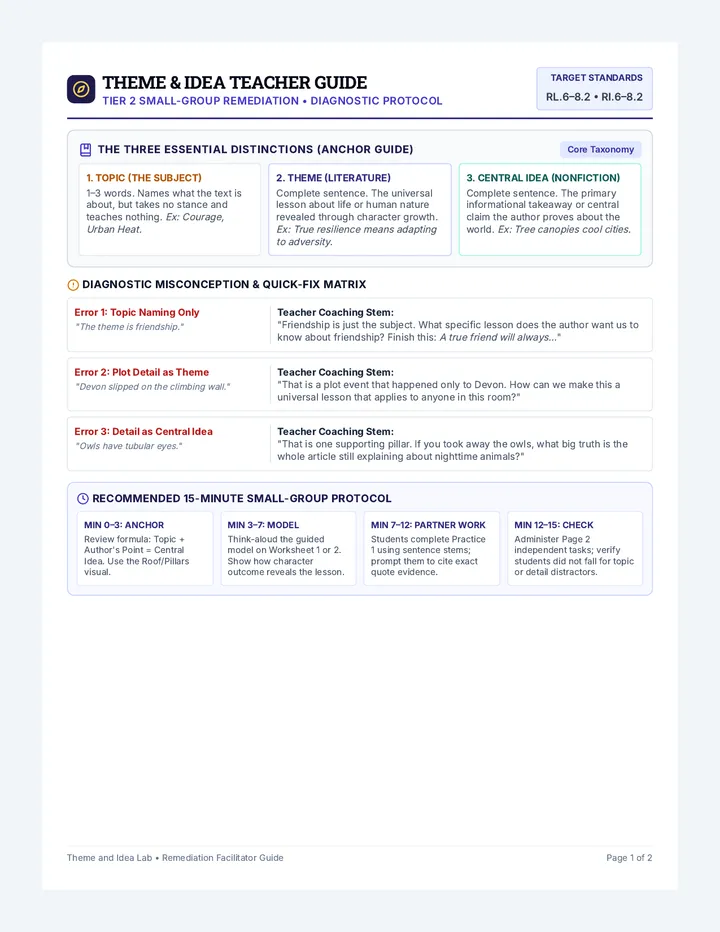 Theme and Idea Teacher Guide