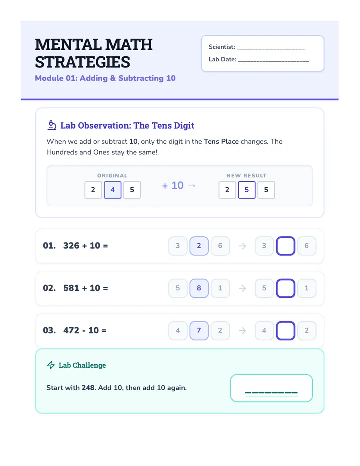 Mental Math Scaffolds 1 (Light)