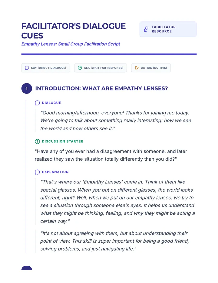 Facilitator Dialogue Script