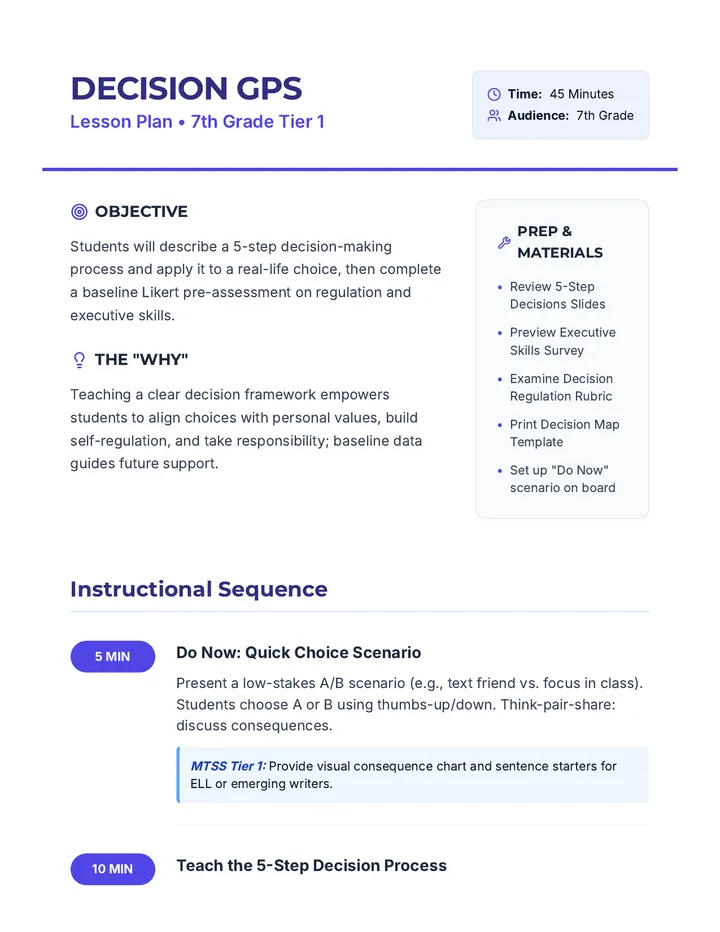 Decision GPS Lesson Plan