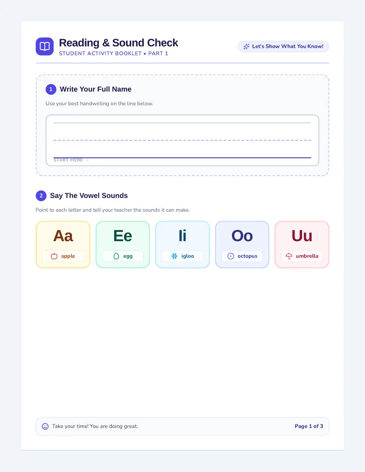 Phonics Intake Student Booklet