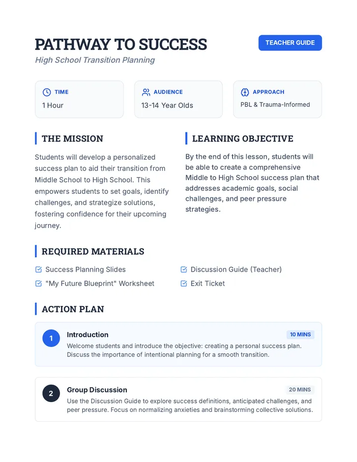 Pathway to Success Lesson Plan