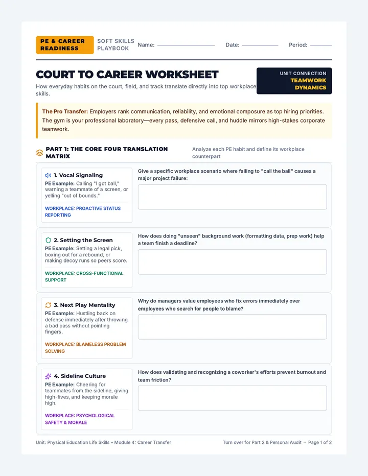 Court to Career Worksheet