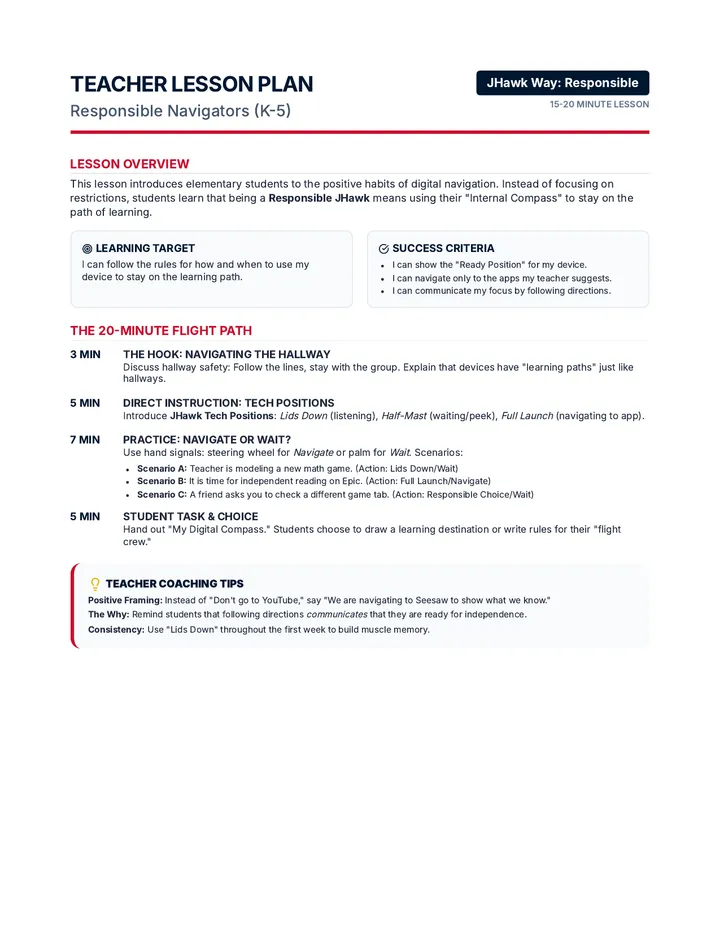 Responsible Navigators Teacher Plan