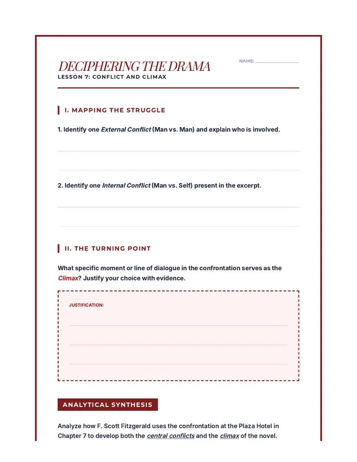 Deciphering the Drama Worksheet