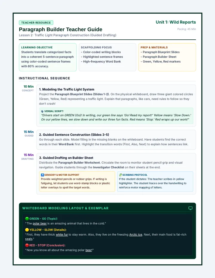 Paragraph Builder Teacher Guide