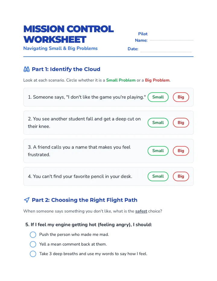 Mission Control Worksheet