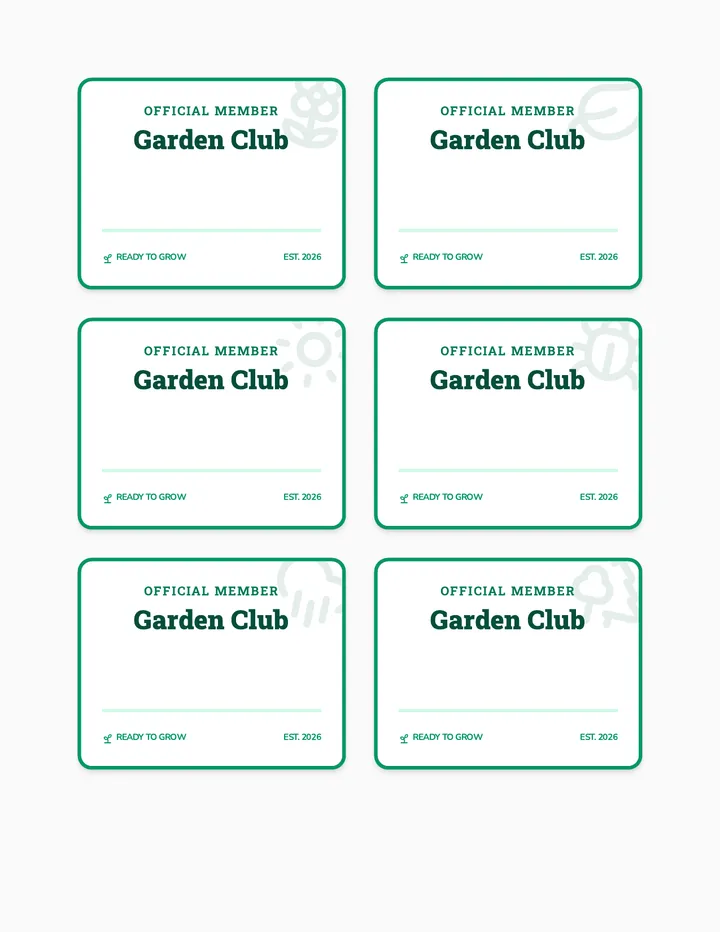 Garden Club Name Tags