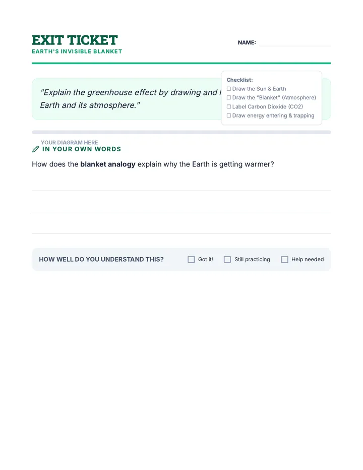 Earth Blanket Exit Ticket