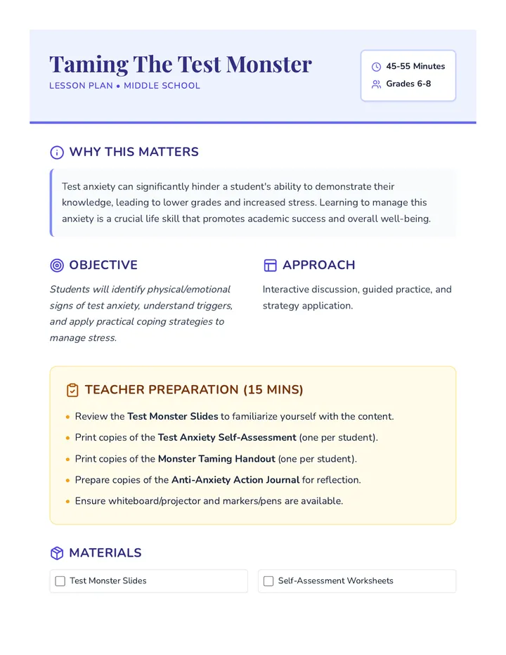 Test Monster Lesson Plan