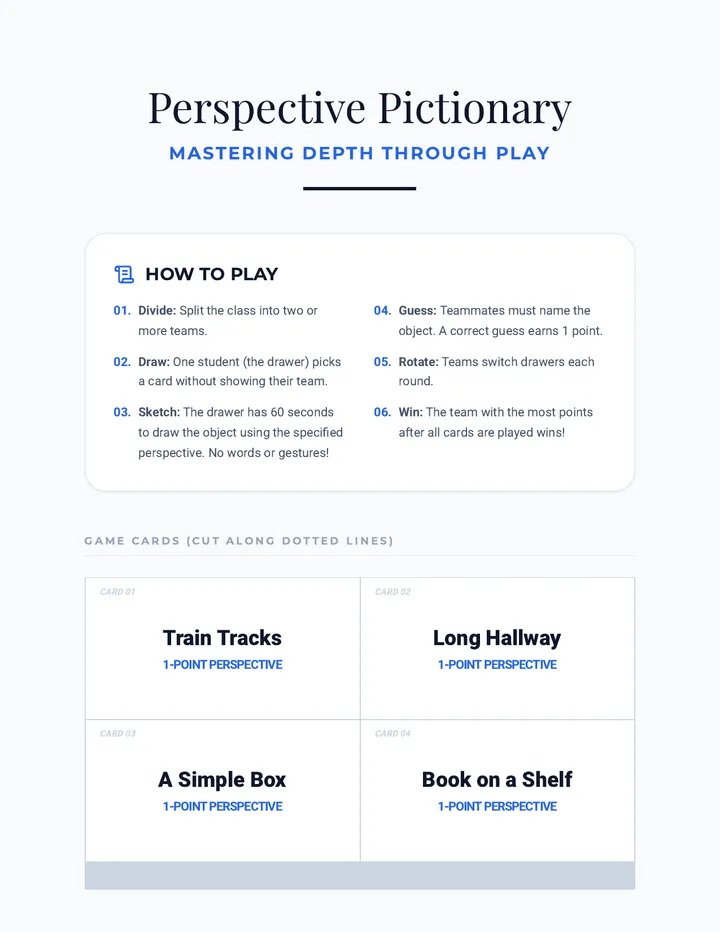 Perspective Pictionary Game Cards