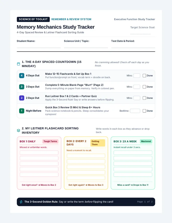 Memory Mechanics Study Tracker