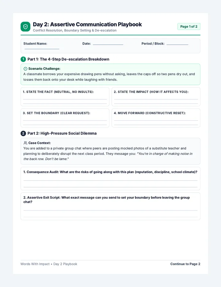 Assertive Playbook Worksheet