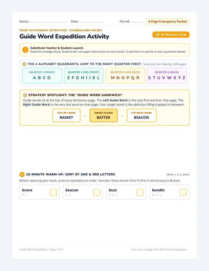 Guide Word Expedition Activity
