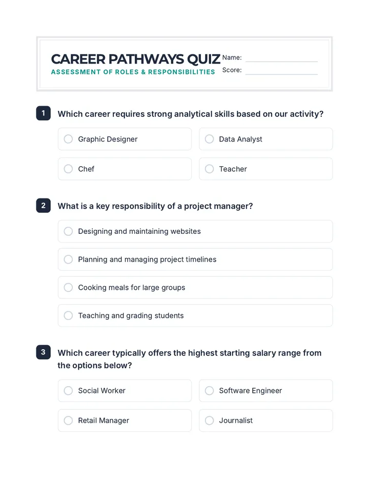 Career Pathways Quiz