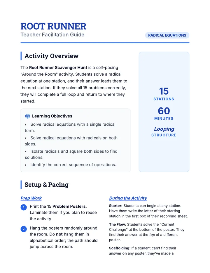 Root Runner Teacher Guide