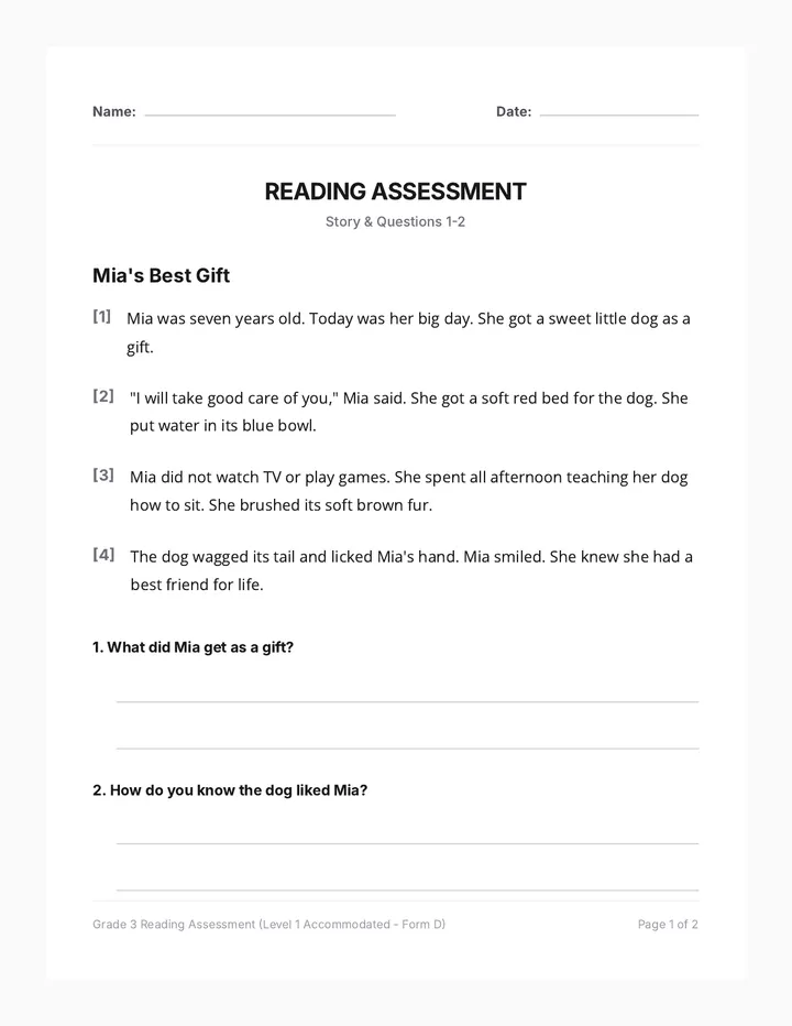 Mia Best Gift Assessment