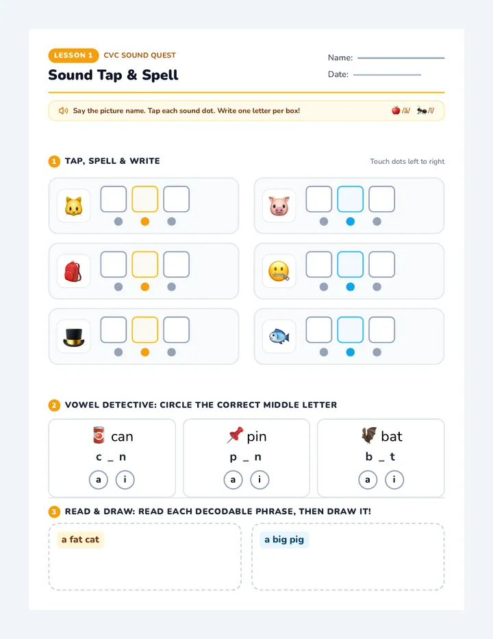 Sound Tap Worksheet