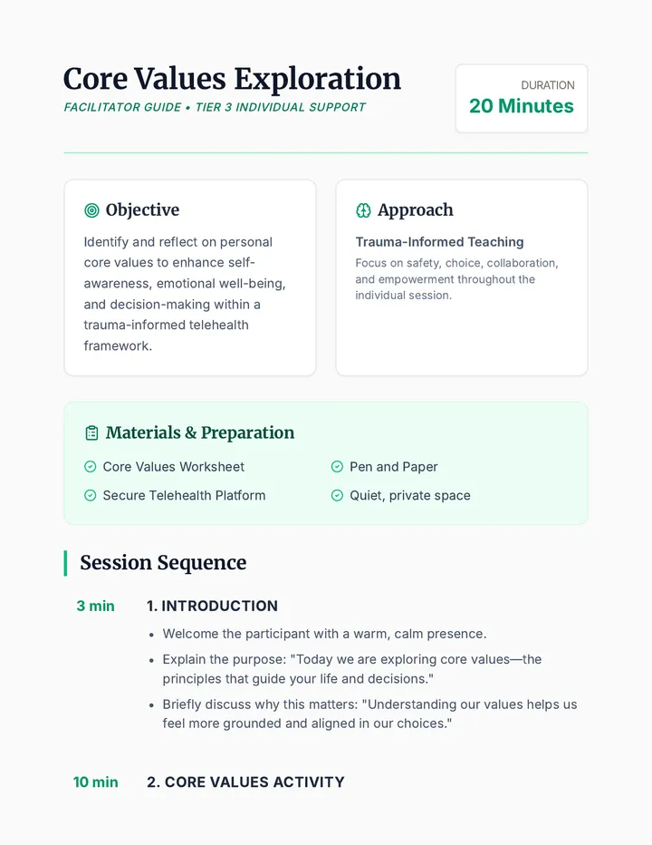 Core Values Lesson Plan