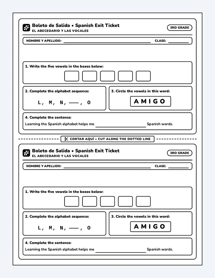 Alphabet Exit Ticket