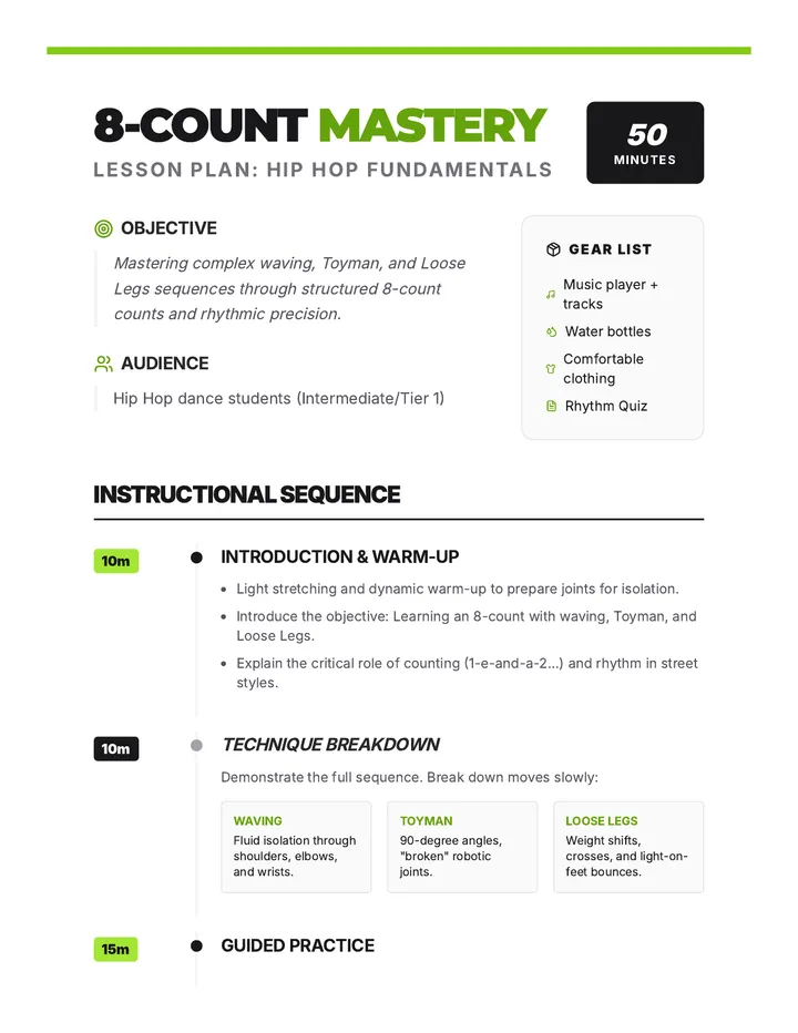8-count Mastery Lesson Plan
