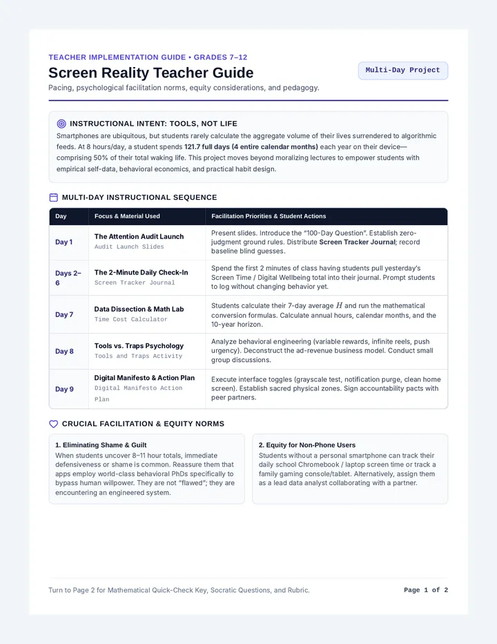 Screen Reality Teacher Guide