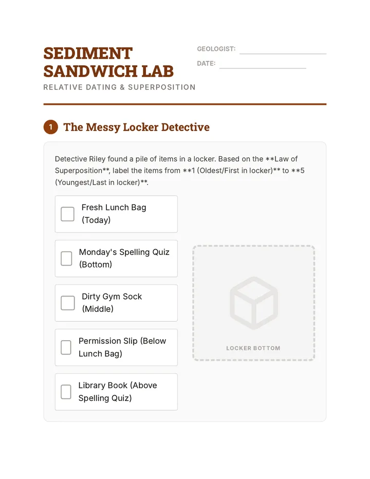 Sediment Sandwich Worksheet