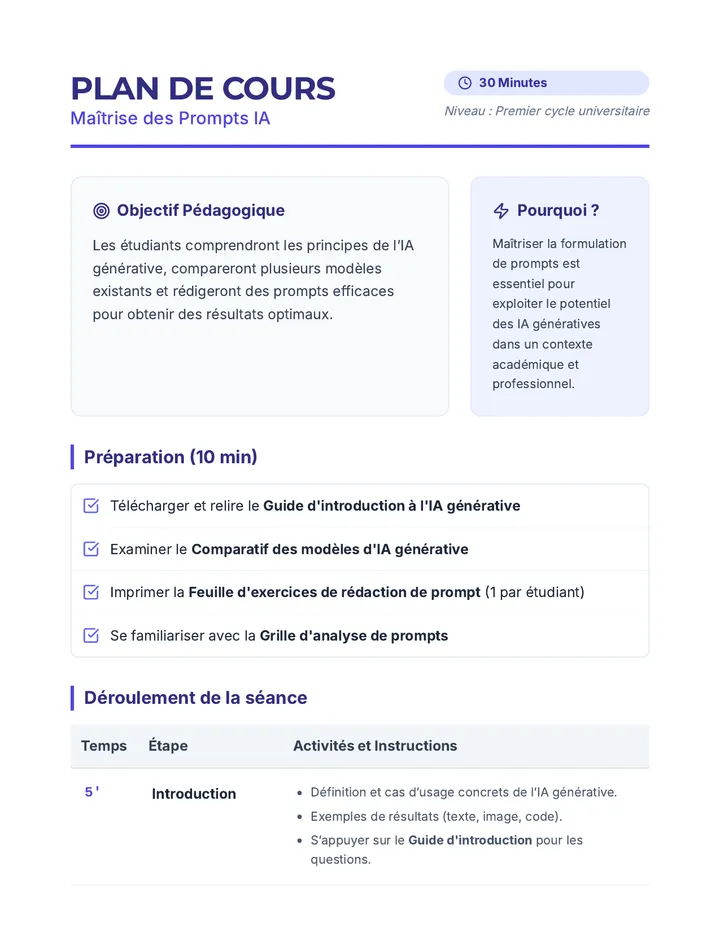 Plan de cours IA Générative