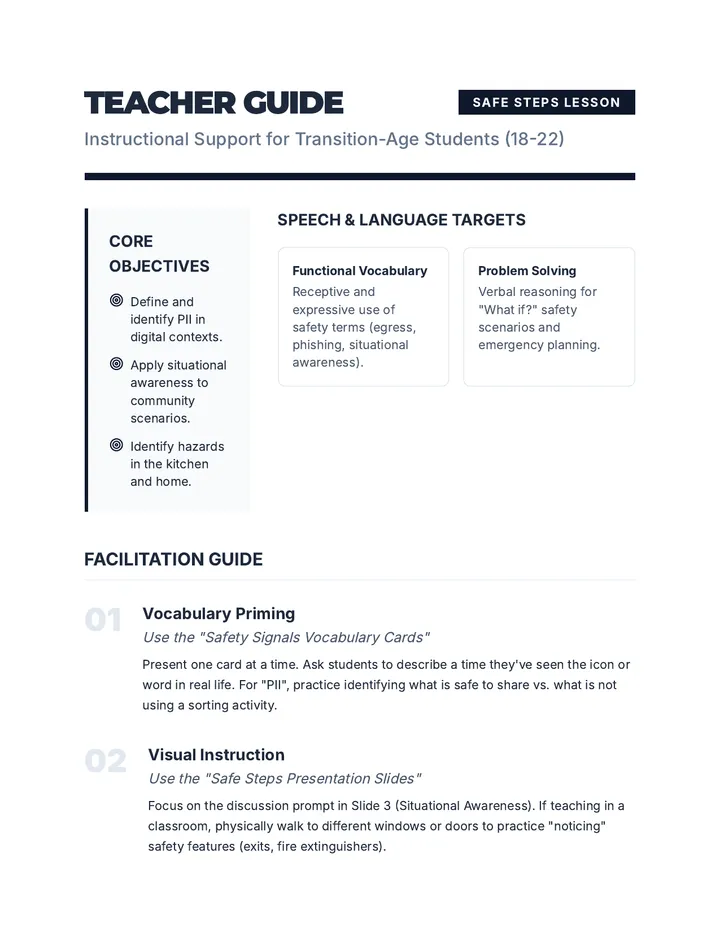 Safe Steps Teacher Guide