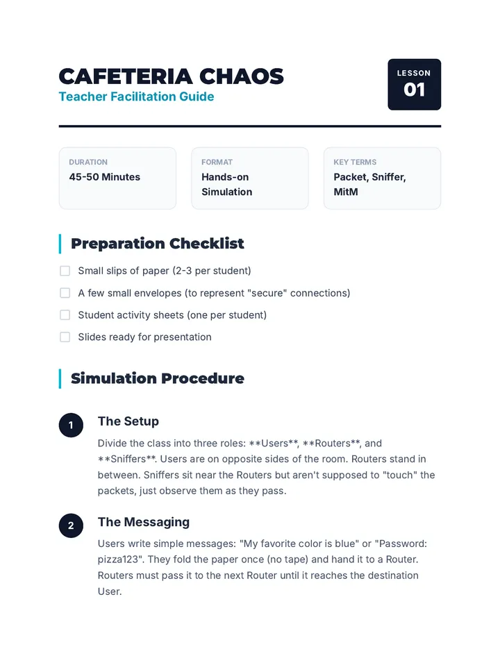 Cafeteria Chaos Teacher Guide