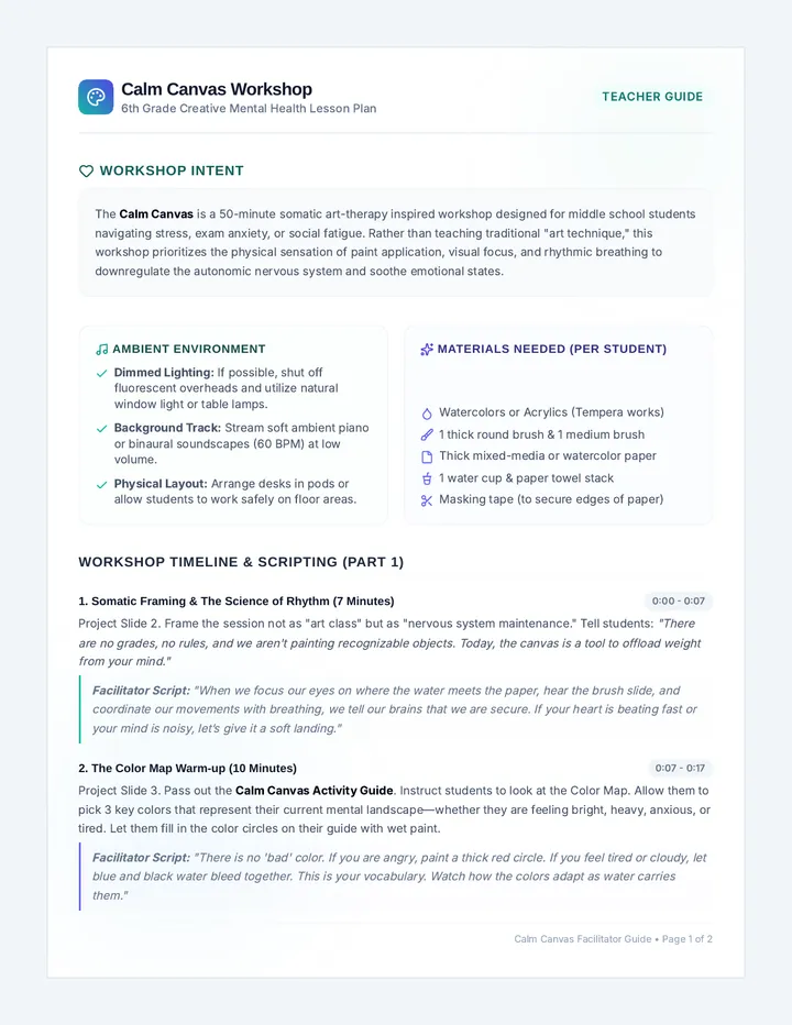 Calm Canvas Teacher Guide