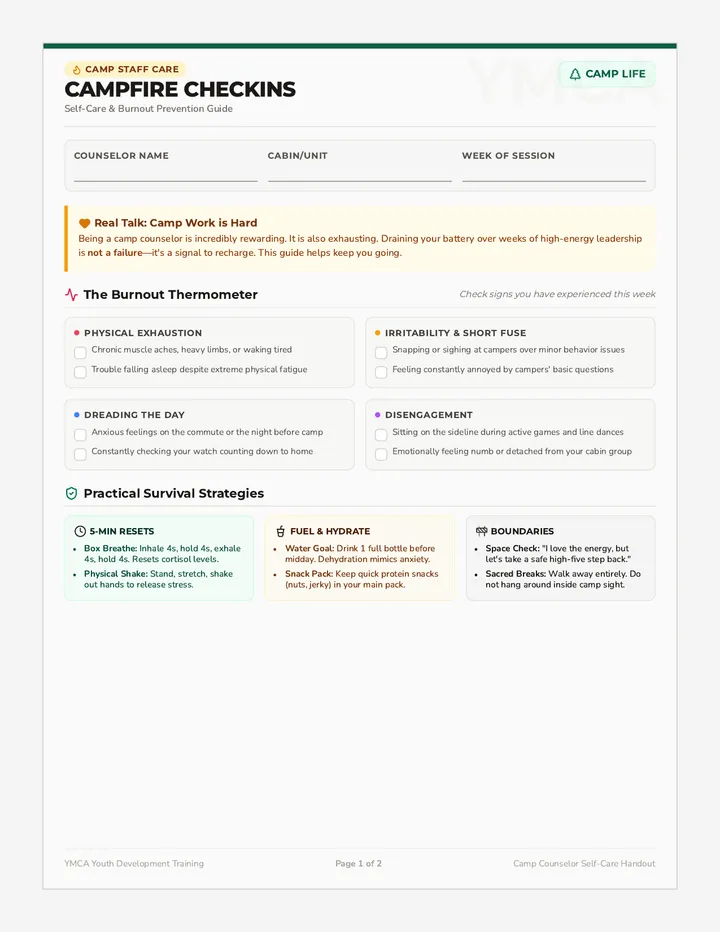 Campfire Checkin Handout