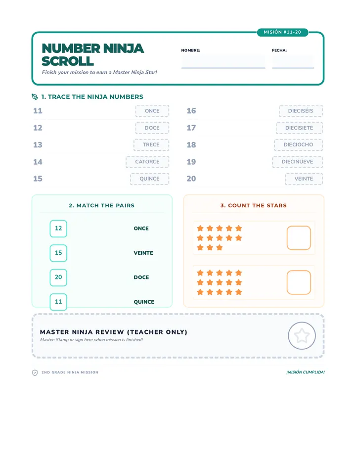 Number Ninja Worksheet