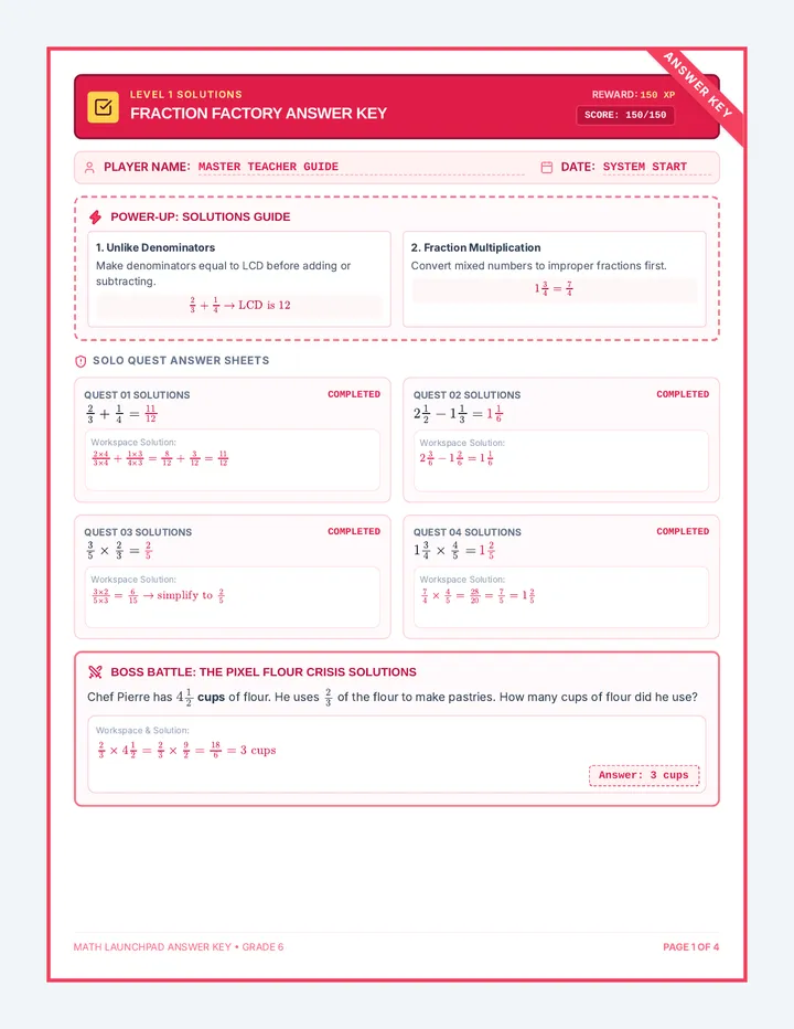 Math Launchpad Answer Key
