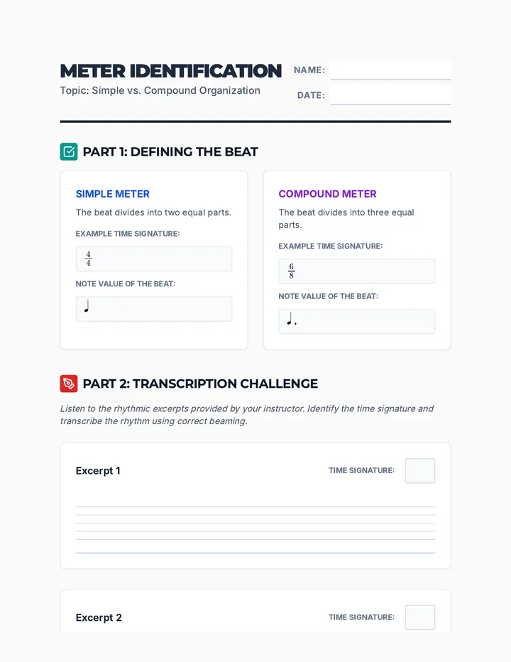 Pulse Patterns Worksheet