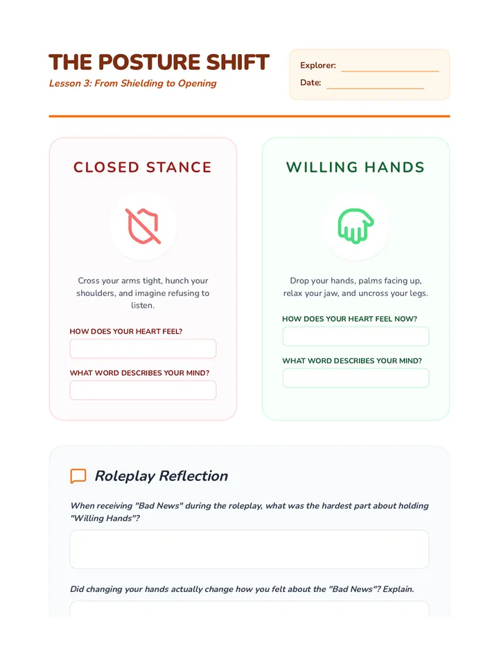 Posture Shift Worksheet