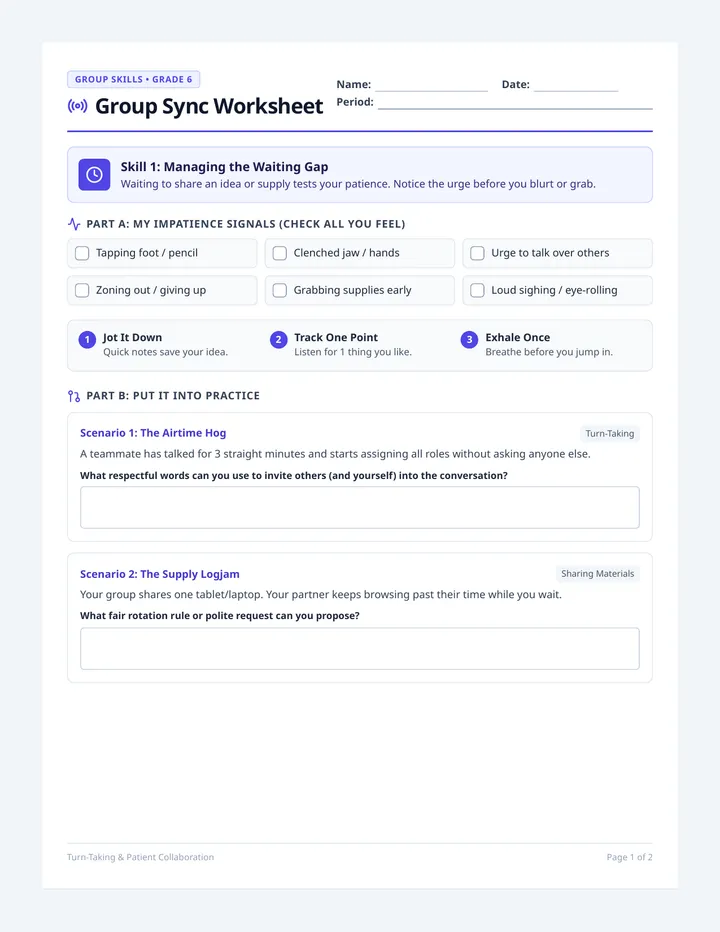 Group Sync Worksheet