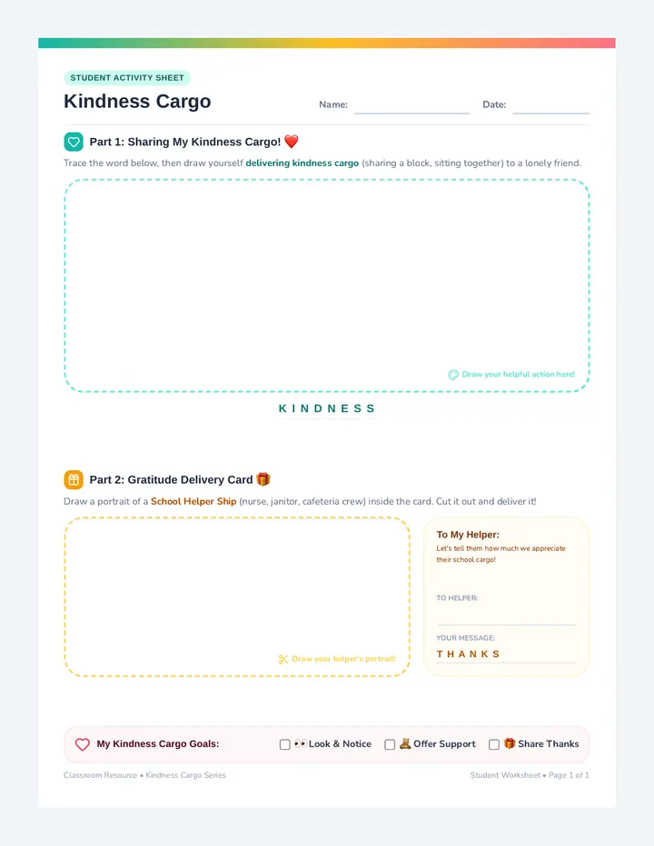 Kindness Cargo Worksheet