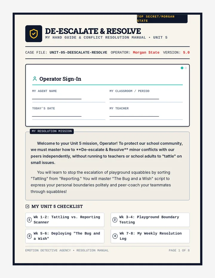 Deescalate Resolve Workbook