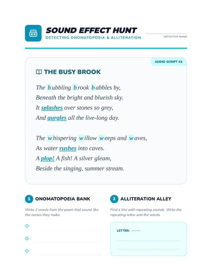 Sound Effect Scavenger Hunt Worksheet